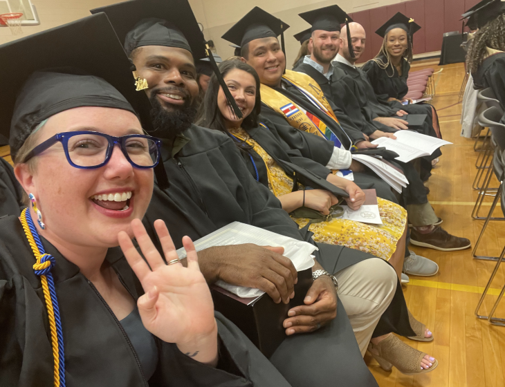 April Dudash with her classmates at graduation