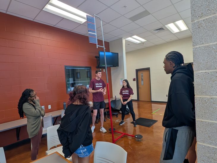 Students learning about biomechanics of vertical and horizontal jumps