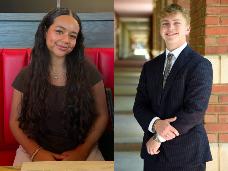Jessica Paredes '27, president of the Student Government Association at Queens University, and Michael Swartz '27, president of the Student Government Association at Elon University