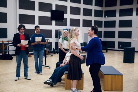 Cast members rehearsing for "The Light in the Piazza" during the 'bootcamp.'
