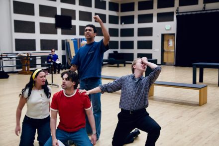 Local cast members rehearsing for the Italian premiere of “The Light in the Piazza.”