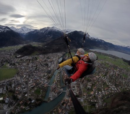 Kate Cooper paragliding in Interlaken, Switzerland
