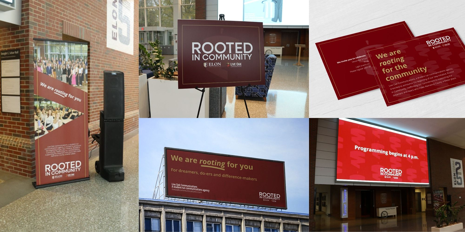 A collage of Live Oak's Rooted in Community campaign