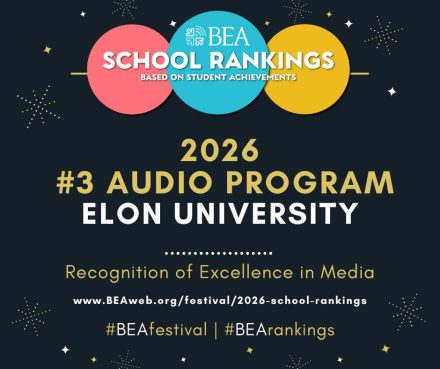 BEA graphic reading "#3 Audio Program: Elon University"
