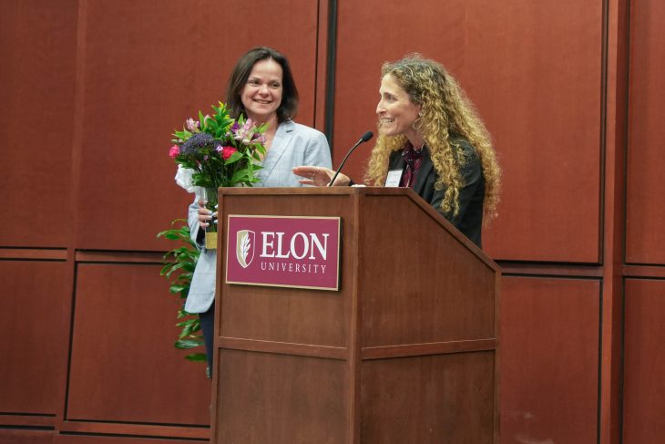 Margarita Kaprieylan, associate dean at the Love School of Business, and Katherine Guthrie, associate dean at William & Mary’s Raymond A. Mason School of Business