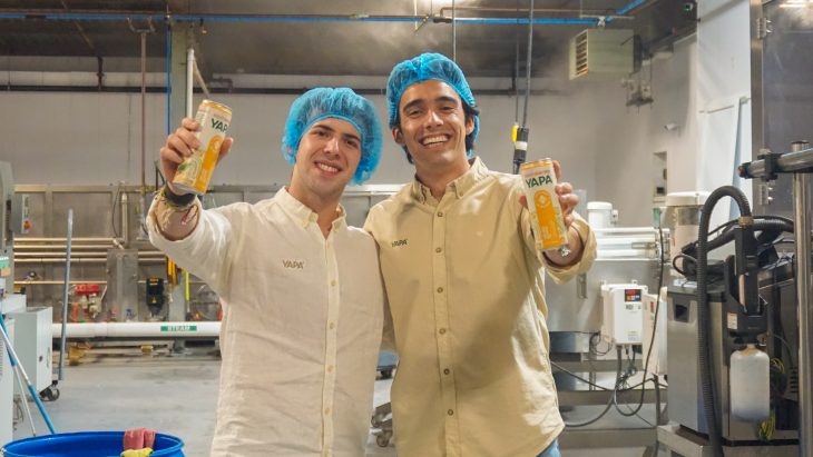 Vargas-Lopez and Chiriboga at the factory where YAPA is being produced