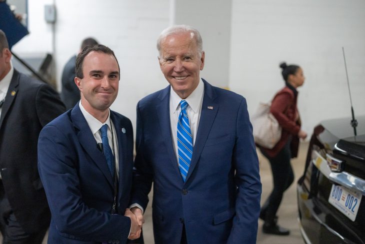 Greg Honan '14 with former President Joe Biden