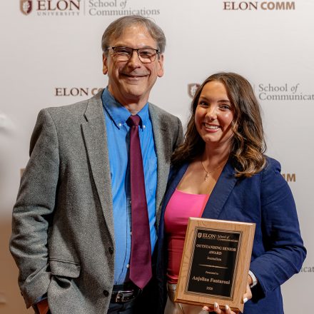 Hatcher presented Anjolina Fantaroni ’26 with award.