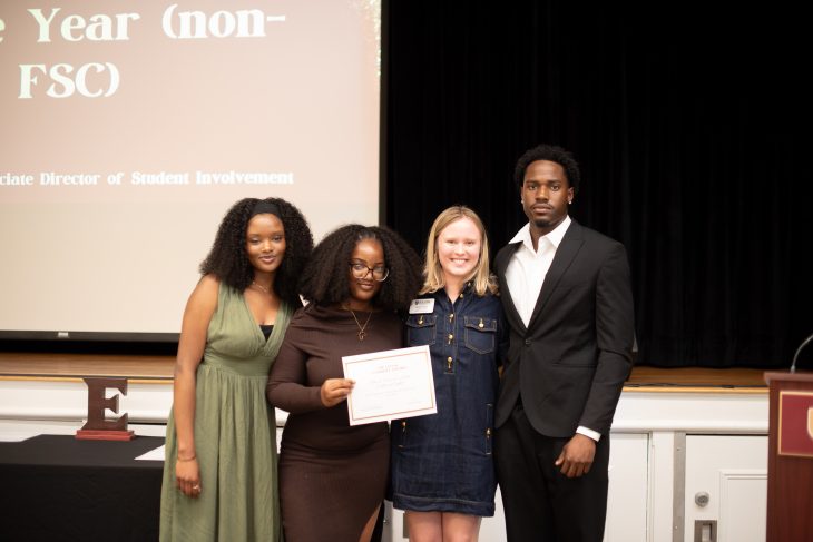 Student organization members pose with their award during the Dr. Leo M. Lambert Awards, recognized for excellence and impact within the campus community.