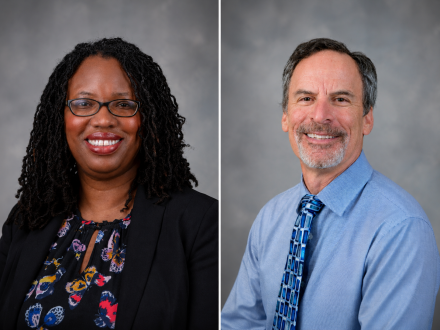 Headshots of Allegra Laing and Steve Friedland