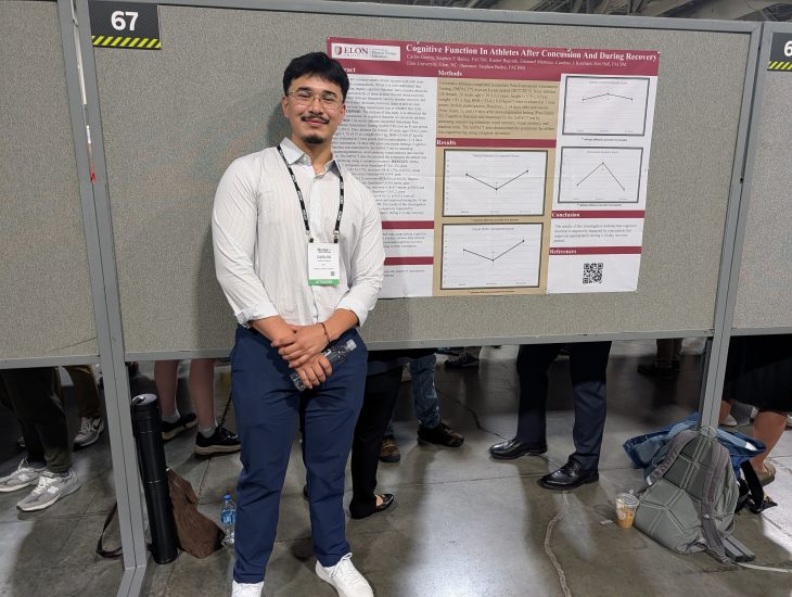 Student presenting research