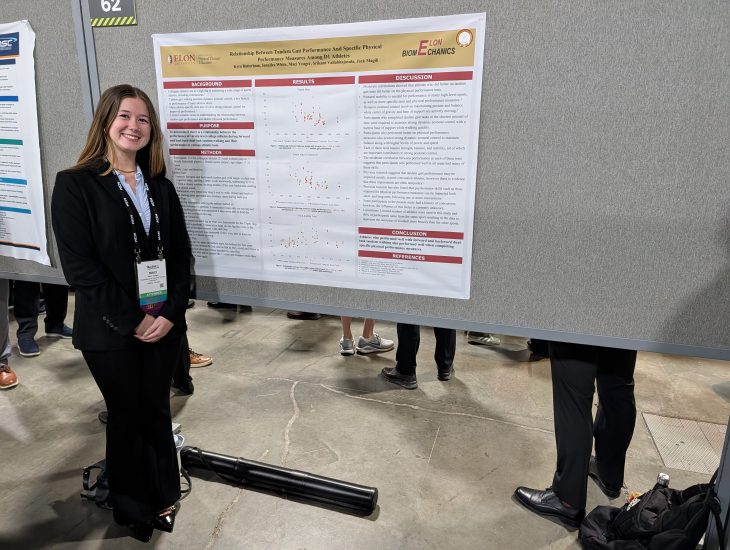 Student presenting research