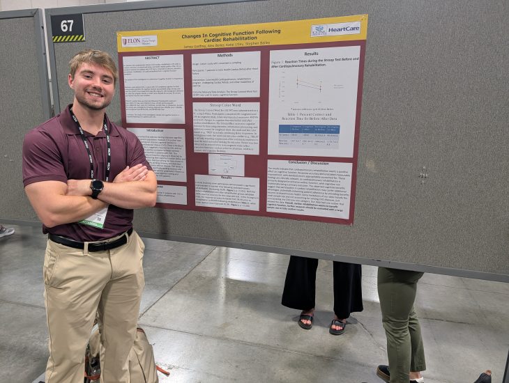 Student presenting research