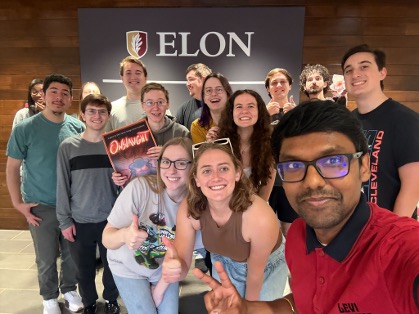 GAM 4200 students standing for a photo at the end of the semester.