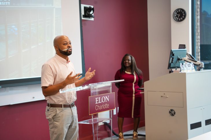 James Carter speaks during the Charlotte Decision Challenge at Elon University in Charlotte