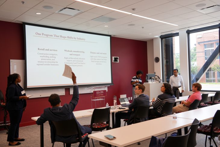 A team presents findings and recommendations to judges