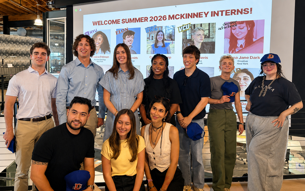 Student interns pose for a group photo at McKinney.