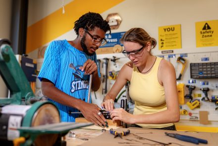 Two Phoenix Summer students working on their project in the "Start-up Spring: concept to creation" class