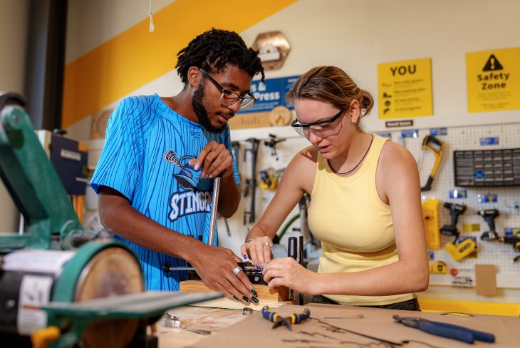 Two Phoenix Summer students working on their project in the "Start-up Spring: concept to creation" class
