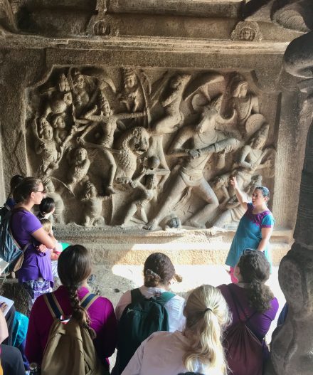 Amy Allocco teaching during a study abroad trip in South India.