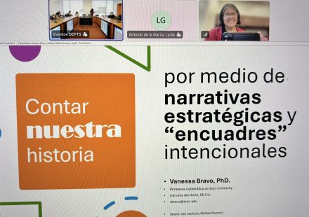 A screenshot of Vanessa Bravo presenting virtually.