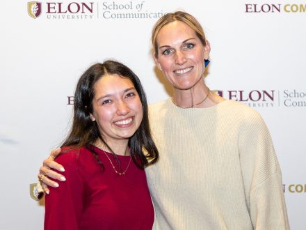 Brynja Burton stands with Elon professor Shaina Dabbs