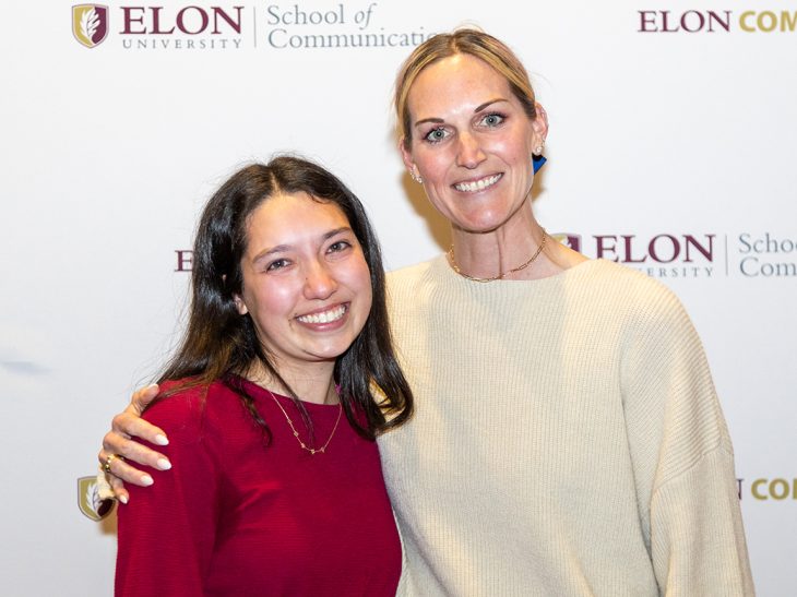 Brynja Burton stands with Elon professor Shaina Dabbs