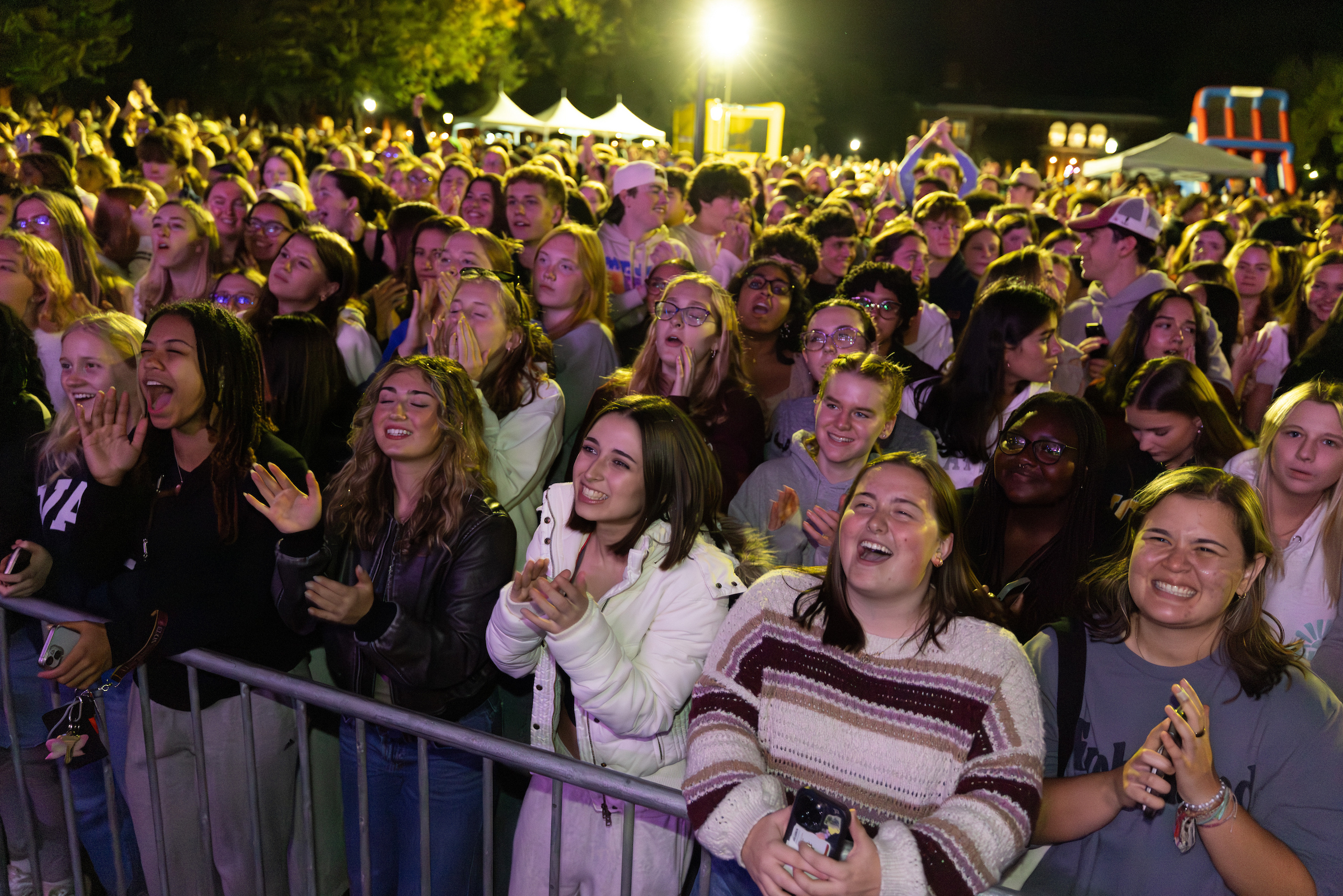 Students cheer for Plain White T’s during Rock the Block on Oct. 10, 2025.