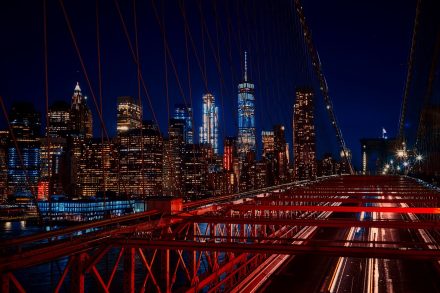 The New York City skyline at night