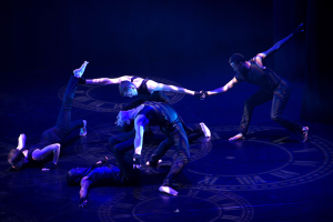 Five male dancers performing at McCrary Theatre at Elon University