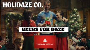 Holidaze Co still advertisement, clipped from the video created by Lucy, Claudia, and Gianna.