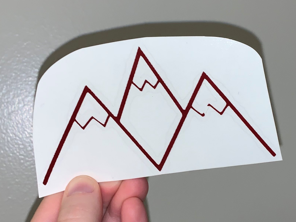 A picture of mountains on a sticker