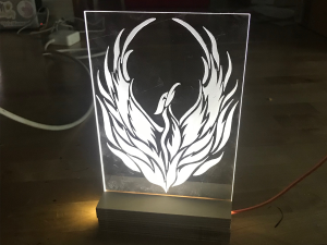 Picture of an LED light-up sign with the Elon Phoenix
