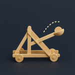 An AI generated icon of a catapult made from Popsicle sticks