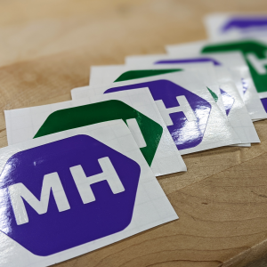 MH stickers made in the Maker Hub