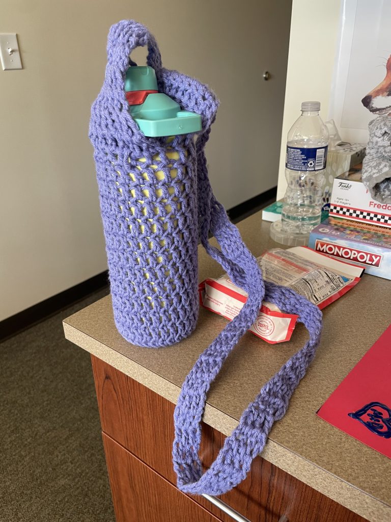 Crocheted water bottle holder