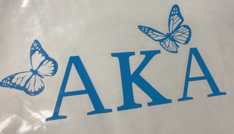 AKA sticker with butterflys