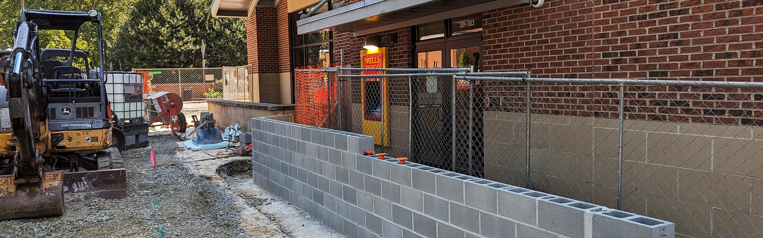 Construction in front of the Maker Hub