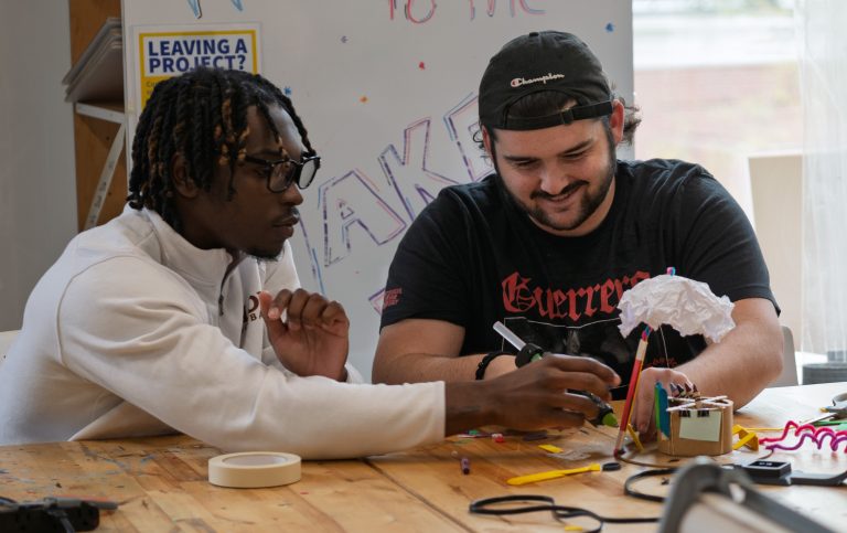 Students working on their initial prototype.