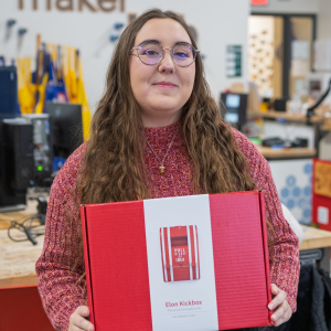 Cassidy holding her Kickbox