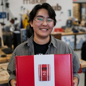 Eddie holding his Kickbox