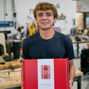 Tyler holding his Kickbox