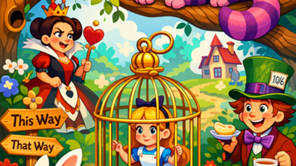 Alice in a cage in Wonderland