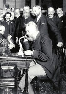 Alexander Graham Bell Using a Telephone