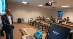 Elon MSBA Faculty teaching in an Elon business classroom